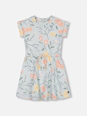 NWT Girls’ Deux Par Deux Printed French Terry Dress - Baby Blue Flowers
